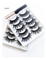REDSIREN 5Pairs Magnetic Eyelashes With Eyeliner Reusable Thick Natural Eye Lashes New 5Piece Magnet False Eyelashes