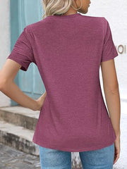 Women's V-Neck Tunic Top – Puff Pleated Short Sleeve Summer Blouse | Casual & Workwear Fashion Shirt