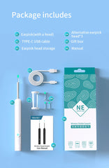 Smart Visual Ear Cleaner with Camera 1296P Ear Sticks USB C Charging Ear Wax Removal Tool WIFI Connection 6 LED Lights Earpick