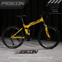 Foldable Mountain Bike for Men & Teens – Dual Shock Absorption, 21-Speed, Road & Off-Road Bicycle for Students & Adults