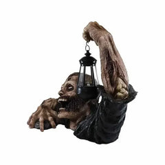 Halloween Zombie Crawling Horror Decor,Scary Zombie Holding Lantern Outdoor Figurine Garden Yard Decorations Haunted House Props
