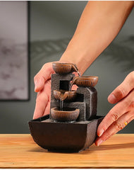 Lucky Automatic Water Flow Ornament - Circulating Water Coffee Table Desktop Decor for Office & Living Room