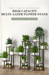Iron Plant Holder & Flower Stand Rack - Home Garden Storage Shelf for Pots & Decor