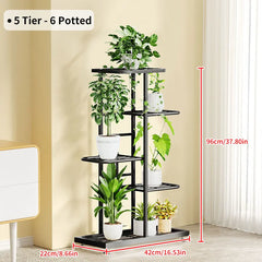 Iron Plant Holder & Flower Stand Rack - Home Garden Storage Shelf for Pots & Decor