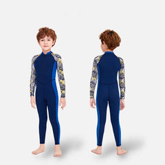 One-Piece Boys’ Long Sleeve Swimsuit – Kids’ Sun Protection Swimwear with Matching Swimming Cap