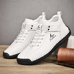 Handmade Leather Men’s Casual Sneakers – Breathable Ankle Boots for Outdoor Style & Comfort