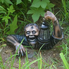 Halloween Zombie Crawling Horror Decor,Scary Zombie Holding Lantern Outdoor Figurine Garden Yard Decorations Haunted House Props