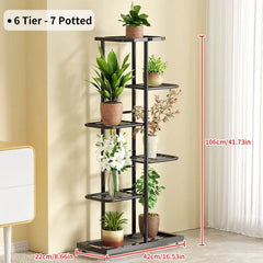Iron Plant Holder & Flower Stand Rack - Home Garden Storage Shelf for Pots & Decor