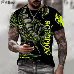 Men's Scorpion Graphic T-Shirt – 3D Animal Print Short Sleeve O-Neck Street Style Casual Top (Up to 6XL)
