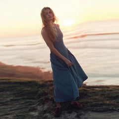 Women's Sleeveless Backless Denim Dress – Casual Round Neck, Lace-Up, High Waist, Zipper Closure | Sexy Summer High Street Style