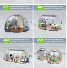 Transparent PC Geodesic Dome Tent – Clear Round Igloo House for Catering, Events, Hotel Resorts & Luxury Celebrations