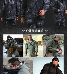 Waterproof Windproof Hooded Jacket and Pants, Soft Shell, Plush, Thickened, Outdoor Fishing, Cutting, Wear-Resistant,Winter, 5XL