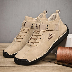 Handmade Leather Men’s Casual Sneakers – Breathable Ankle Boots for Outdoor Style & Comfort