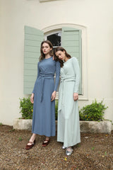 Summer Ribbing Closed-Fit Wrap Top & A-Line Dress High Stretch Matching Set – Chic & Comfortable Women's Outfit