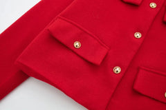 Women Elegant Cropped Jacket Women's Fashion Jacket O-Neck Long Sleeved Flip Pocket Coat Female Casual Outwear Tops