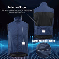 KEMALOCE Cycling Vest Black&Yellow Mens Cycling Gilets Lightweight Windproof Reflective Bike Sports Sleevess Jackets