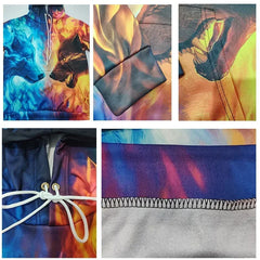 Trendy men's Hoodie Printed Color Lattice Patterns Digital Printing Casual Long Sleeved Hooded Thick Fabric Tops