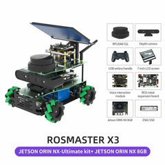 ROSMASTER X3 ROS2 Smart Car Kit – AI Robot with Mecanum Wheels, Lidar, Depth Camera, Voice Control | Compatible with Jetson Nano, Orin NX/Nano SUPER, Raspberry Pi 5