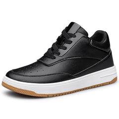 Men's Genuine Leather Height-Increasing Sneakers – Casual White Platform Shoes with 6/8/10CM Lift Insole