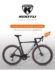 KOOTU Full Carbon Fiber Road Bike – Ultra-Light Pure Oil Disc Brake Bicycle with SHIMANO R7120 24-Speed Components | Performance Cycling for Adults
