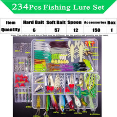 Fishing Lure Kit – Soft & Hard Bait Set | Minnow, Metal Jig, Spoon, Crankbait for Bass & Pike | Tackle Accessories with Box