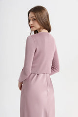 Spring Summer Women’s Elegant Satin Maxi Dress with Knitted Top | 2-Piece Floor-Length Outfit Set