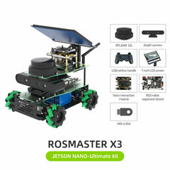 ROSMASTER X3 ROS2 Smart Car Kit – AI Robot with Mecanum Wheels, Lidar, Depth Camera, Voice Control | Compatible with Jetson Nano, Orin NX/Nano SUPER, Raspberry Pi 5