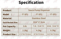 3.6L Stainless Steel Sauce Pump Dispenser | Commercial Kitchen Sauce Station | Ketchup & Black Pepper Sauce Dispenser