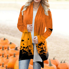 Women‘s Cardigan Fashion Halloween Print Western Ethnic Jacket Long Sleeve Coat Female Autumn Winter Plus Size Clothes