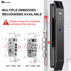 SmaerDeer Smart lock with Camera 3D Facial Recognition Electronic Door Lock with Visual Doorbell for Video Surveillance