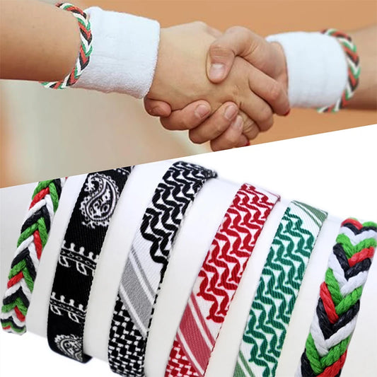 Geometric Polka Dot Palestine Bracelet – Multicolor Handwoven Arabic Style Gaza Flag Jewelry for Men & Women