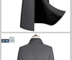 2024 Autumn and Winter Boutique Woolen Black Gray Classic Solid Color Thick Warm Men's Extra Long Wool Trench Coat Male Jacket