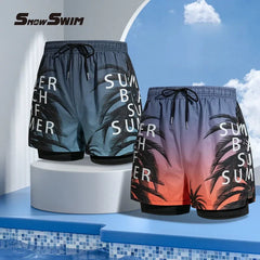 Double-Layer Swim Trunks for Men – Boxer Shorts with Anti-Embarrassment Lining | Professional Beach Pants & Adult Swim Gear