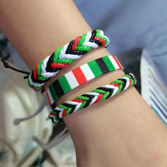 Geometric Polka Dot Palestine Bracelet – Multicolor Handwoven Arabic Style Gaza Flag Jewelry for Men & Women