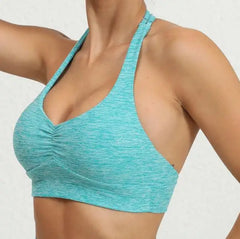 1/2PCS V-Back Halter Sports Bra & Scrunch Legging Set – Squat Proof, Pocket, Lycra Workout Yoga Gym Fitness Suit