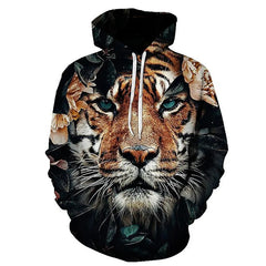 Vintage Tiger Men's Hoodie 3d Print Tops Fashion Animal Tiger Graphics Long Sleeve Hoodie Men Oversized Streetwear Tops Tees