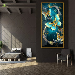 Modern Floral Wall Art – Unique Edge Frame Set Painting for Living Room & Bedroom Decoration