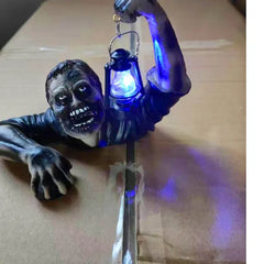 Halloween Zombie Crawling Horror Decor,Scary Zombie Holding Lantern Outdoor Figurine Garden Yard Decorations Haunted House Props
