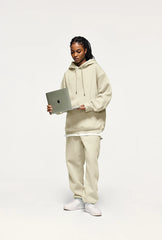 INFLATION 350gsm Thick Velvet Tracksuit – Unisex Solid Color Jogging Suit | 2023 Trendy Matching Fleece Sweatpants & Hoodie Set