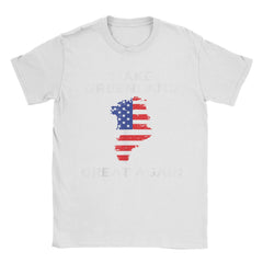 Make Greenland Great Again" Map T-Shirt – Pure Cotton Crewneck, USA Flag Design, Plus Size Short Sleeve Tee