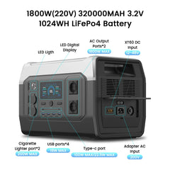 0W 1000W 2000W Portable Power Station | Solar Generator | LiFePO4 Battery | 110V/220V AC Outlets | Camping, Home, RV, Emergency Backup, Outdoor Power Supply