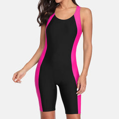 Anfilia One-Piece Women’s Pro Sports Swimwear – Boyleg Knee-Length Sport Swimsuit with Patchwork Design | Bikini Beach Wear & Bathing Suit