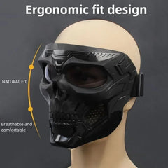 Skull Horror Motorcycle Mask Helmet – Open-Face Off-Road Helmet with Goggles | Cool Sports Riding Skull Mask for Bikers
