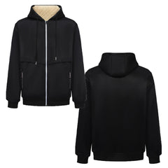 Sweatshirt Coat Front Pockets Warm Zipper Lamb Wool Jacket Men and Woman Winter Pure Color Plush Lined Cardigan Hoodie