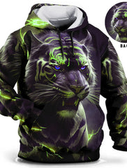 Vintage Tiger Men's Hoodie 3d Print Tops Fashion Animal Tiger Graphics Long Sleeve Hoodie Men Oversized Streetwear Tops Tees