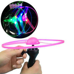 Kids LED Luminous Flying Disc – Pull String UFO Propeller Toy for Outdoor Fun & Sports