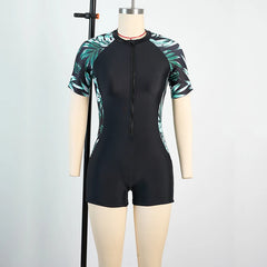 Women’s One-Piece Sports Bathing Suit – Monokini with Zipper | Sunscreen Surfing Swimwear & Beach Bodysuit for Ladies