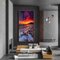 Modern Landscape Paintings – Crystal Porcelain Art Murals for Living Room