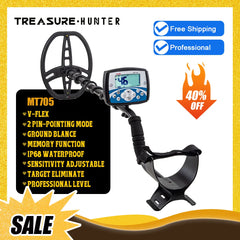 Treasure Hunter MT705 Professional Underground Metal Detector – V-Flex Tech, Waterproof 11" Coil, High Sensitivity Scanner