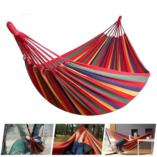 WESTTUNE Outdoor Canvas Hammock | Camping Swing with Tree Ropes | 200kg Load-Bearing for Garden, Patio & Backyard